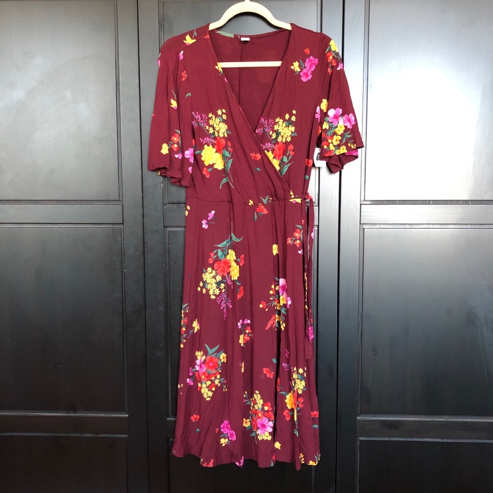 Old navy floral dress maroon/burgundy m tall